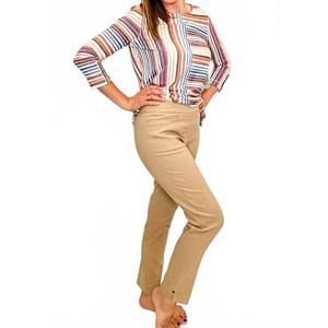 NEW SLIMSATION BY MULTIPLES fine line twill ankle pant in khaki